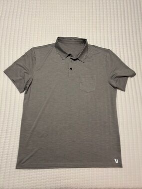 Vuori Men's Gray Polo Shirt with Chest Pocket Large